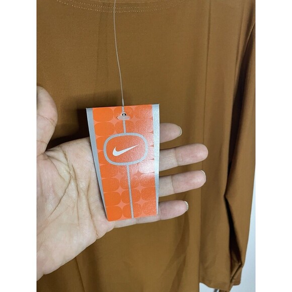 Vintage Y2K Center Swoosh Dri-Fit NWT Brown Athletic Sport Round Neck Long Shirt - Picture 6 of 11